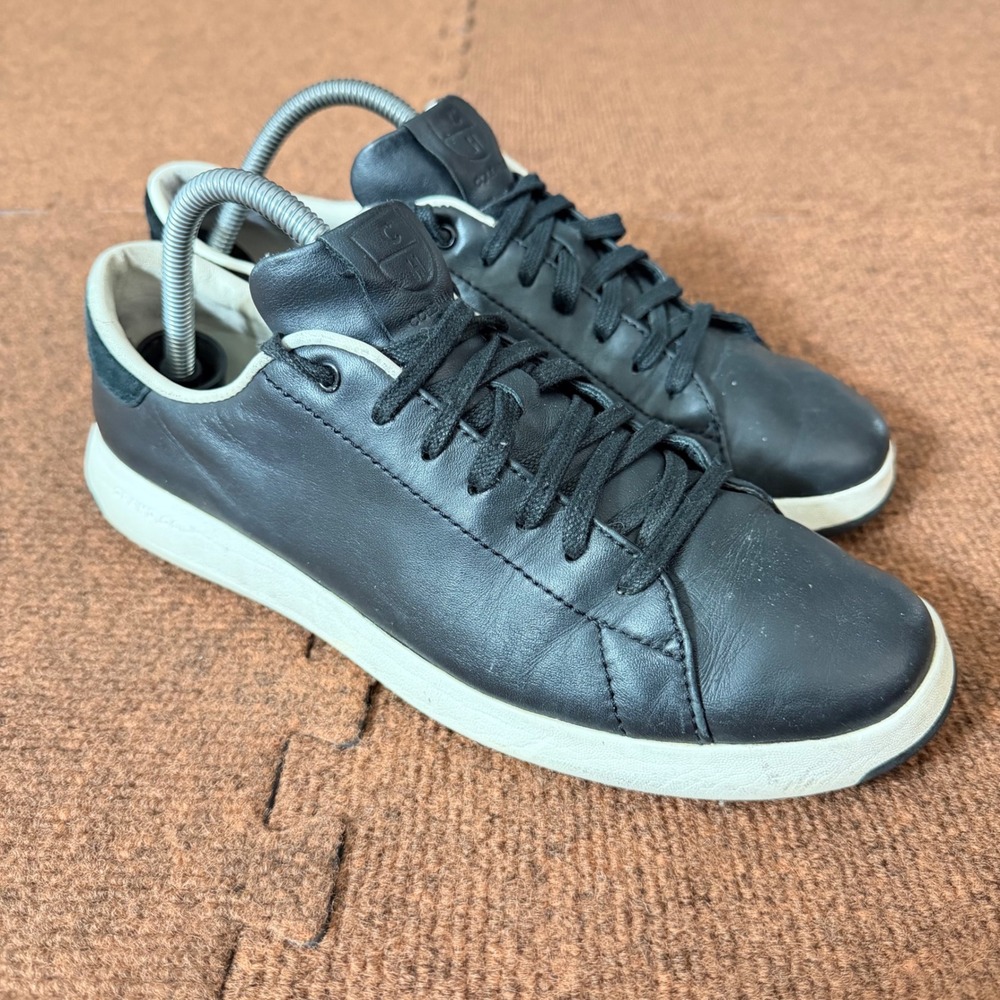 Cole Haan GrandPro Tennis Sneakers Black Leather Low Top W02896 Womens 10 B